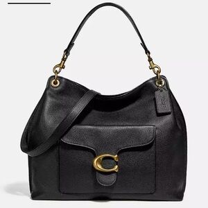 Coach Tabby Hobo Polished Pebbled Leather Black Crossbody Shoulder